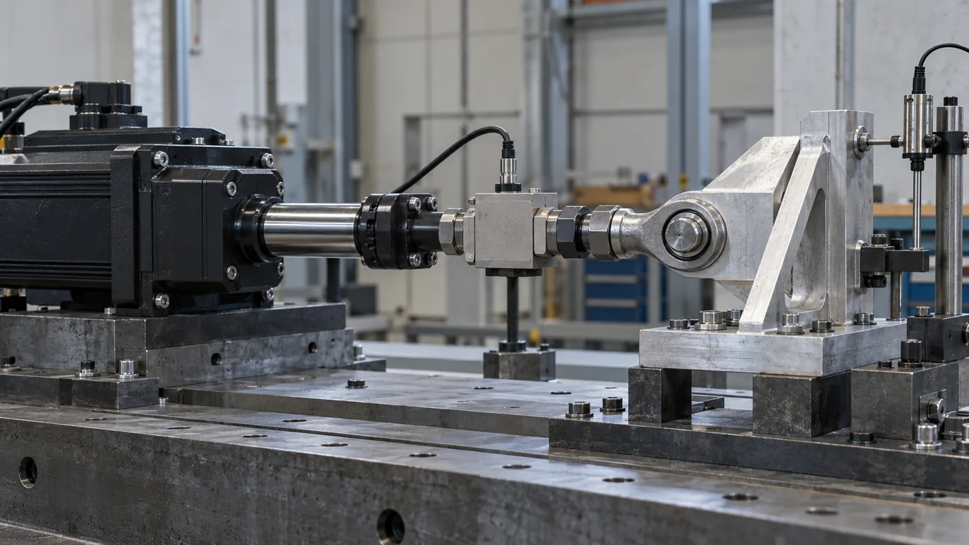 Concept detail of aerospace ground-load fixture with articulated joint and independent measurement