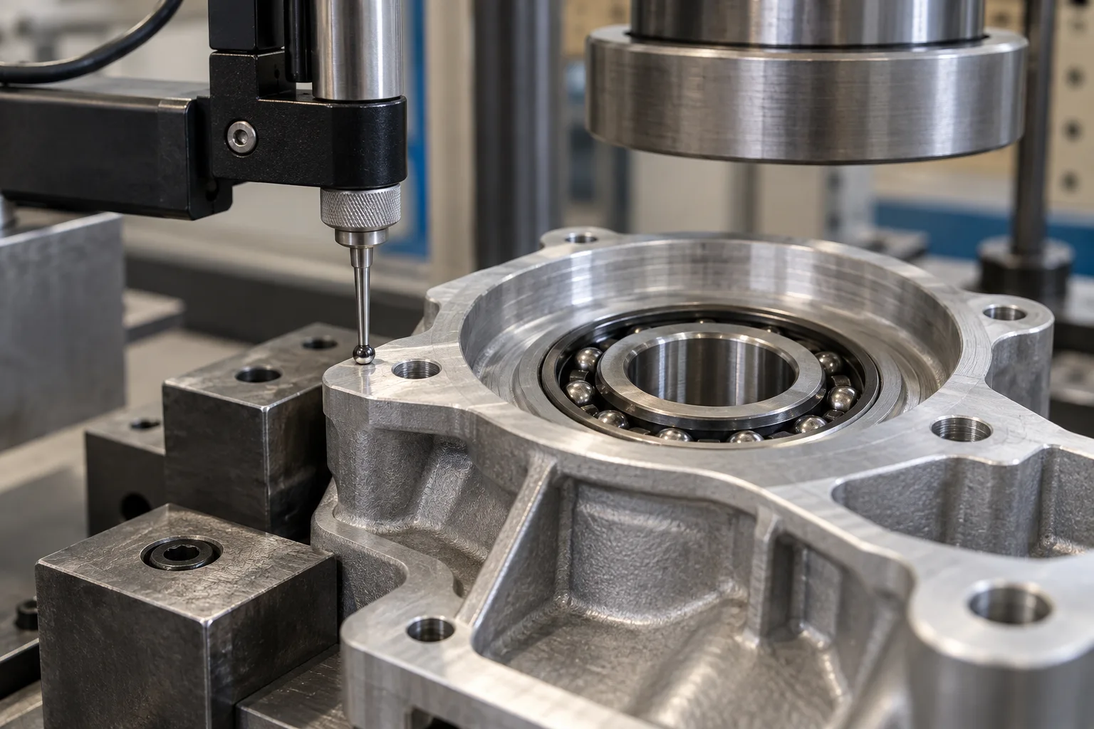 Conceptual bearing housing datum and depth probe for press-fit verification