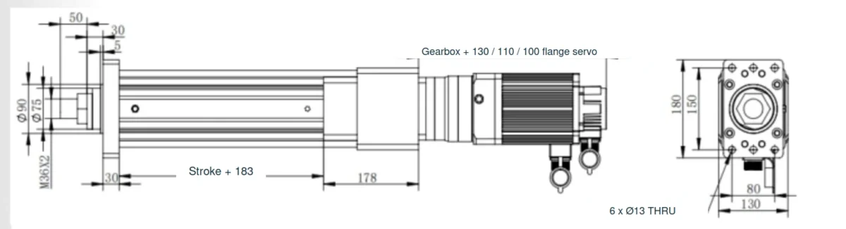 NEFEIT nft110 inline dimension drawing with English annotations