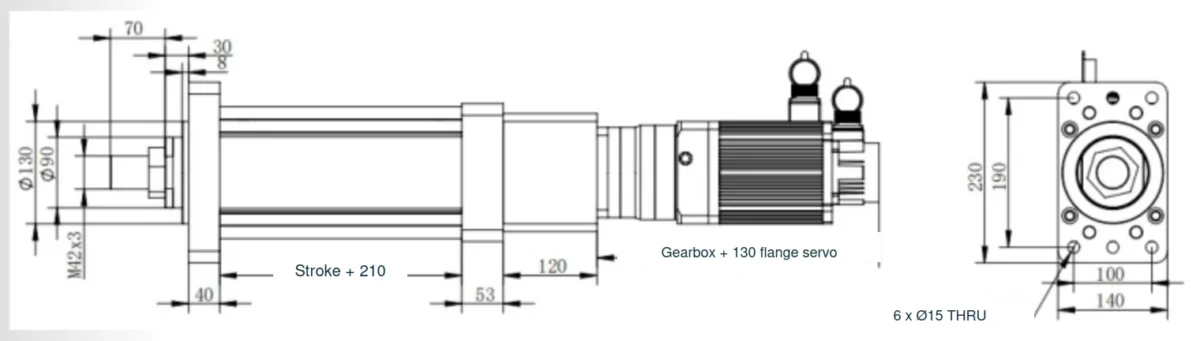 NEFEIT nft134 inline dimension drawing with English annotations
