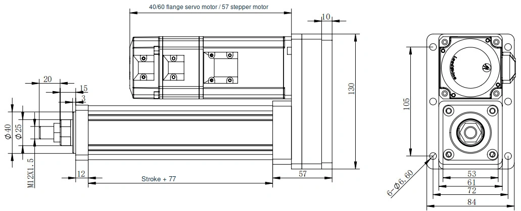 NFT50 folded-back rear-flange FB dimensional drawing, English annotations