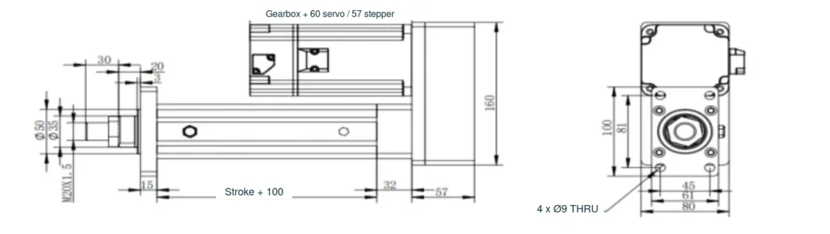 NEFEIT nft60 folded back dimension drawing with English annotations