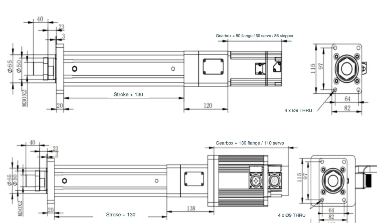 NEFEIT nft80 inline dimension drawing with English annotations