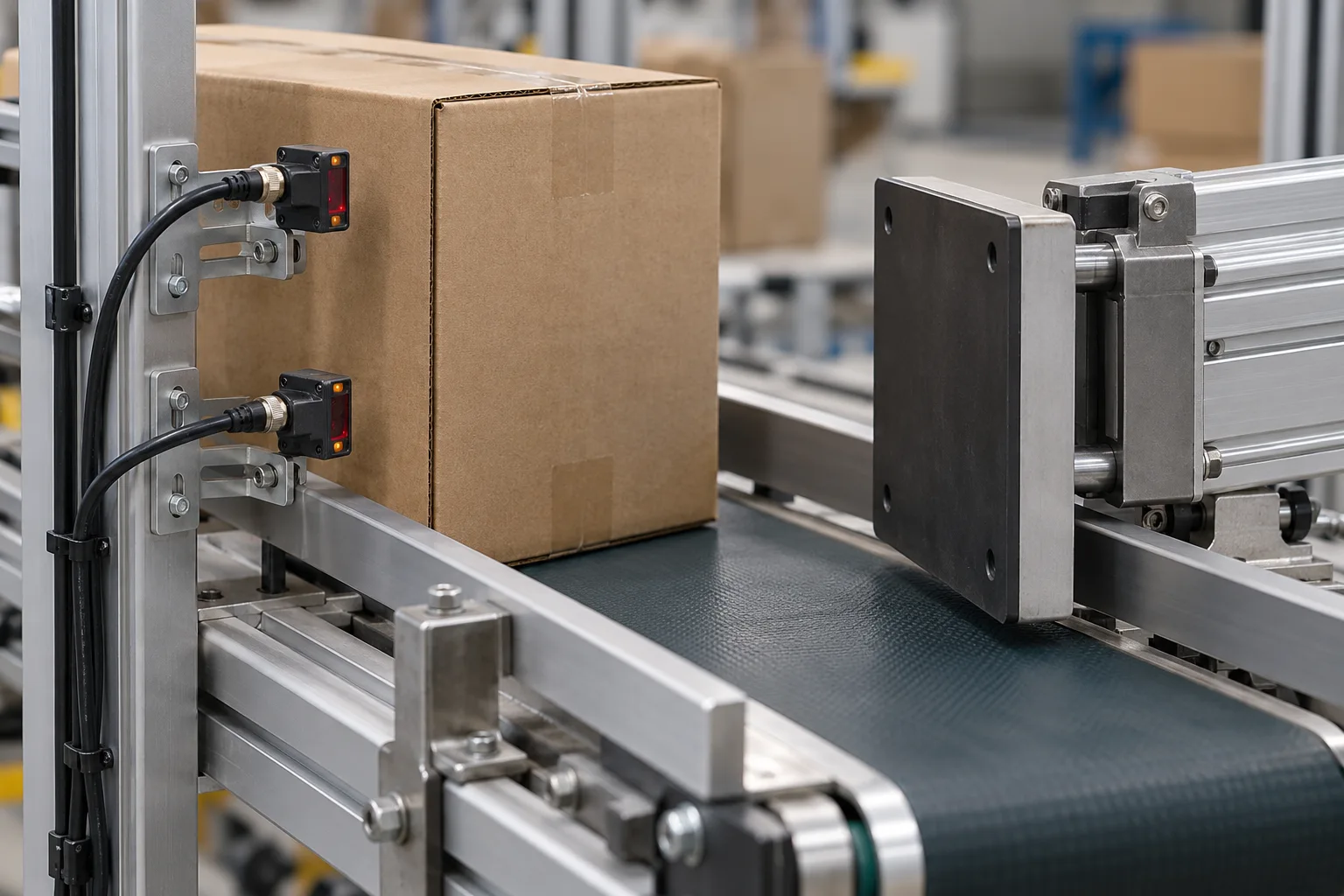Conceptual carton transfer photoeyes and guided pusher clearance