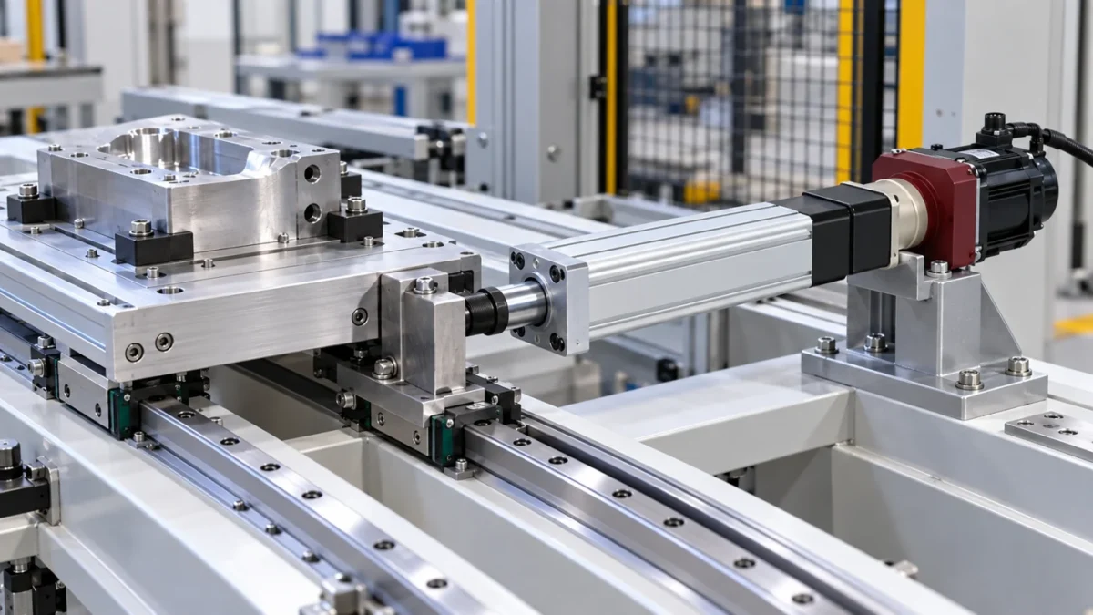 NFT60 servo application concept: Handling stations: transfer a guided pallet