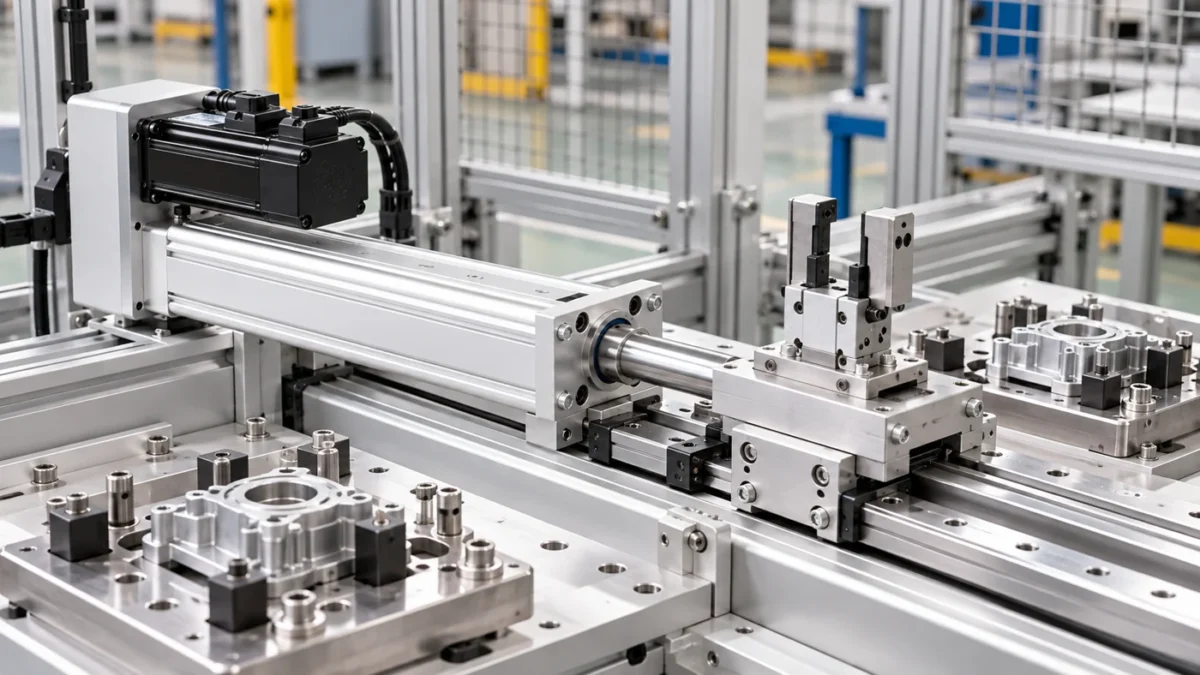 NFT60 servo application concept: Compact transfer tooling: move the gripper carriage