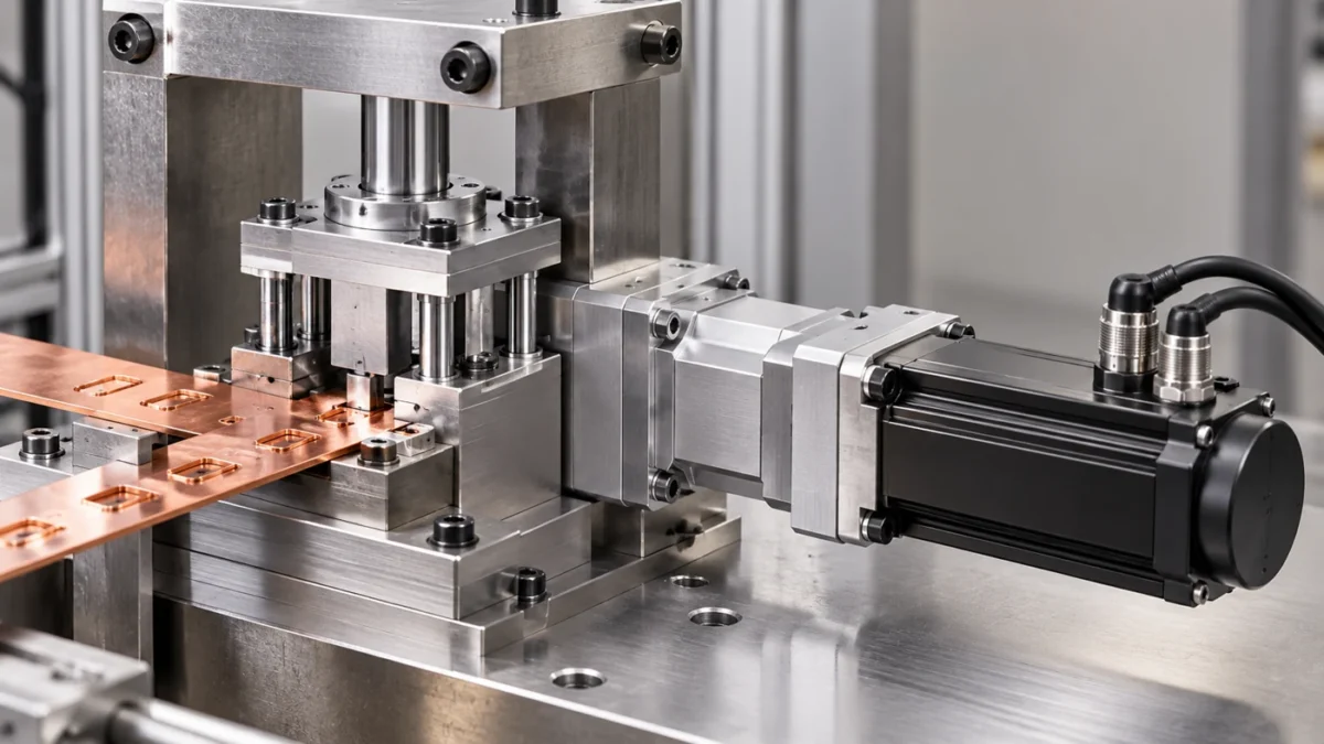 NFTDP110 servo application concept: Terminal tooling: align the copper stock and die