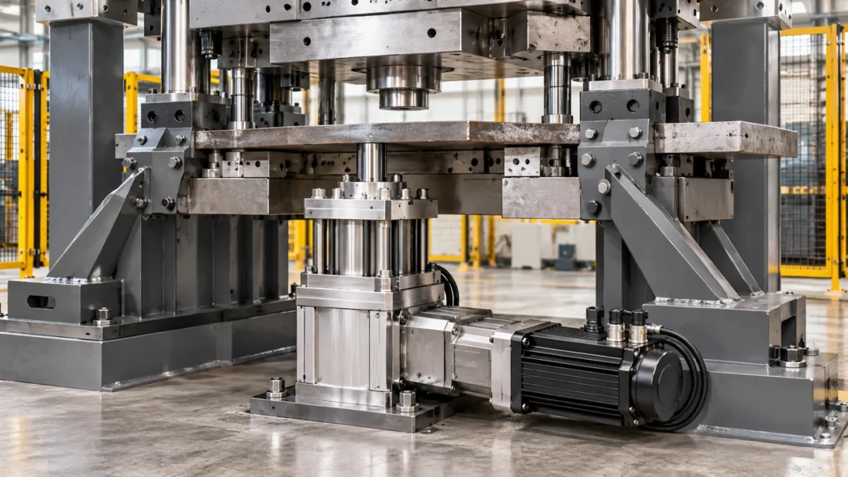 NFTDP169 servo application concept: Heavy punching: size the die and reaction frame together