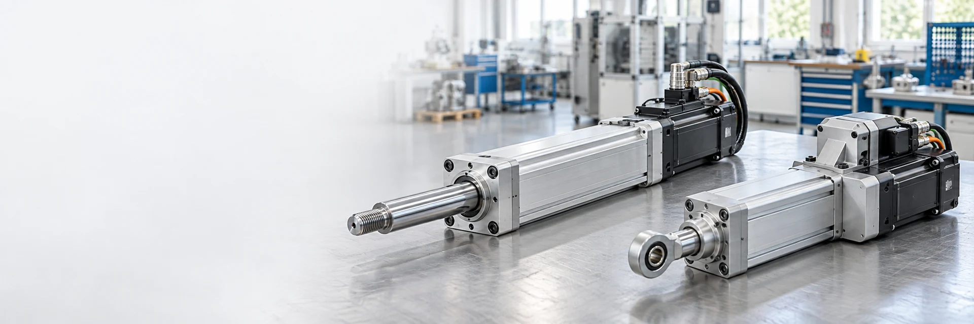 Illustrative inline and folded-back servo electric cylinders for industrial automation